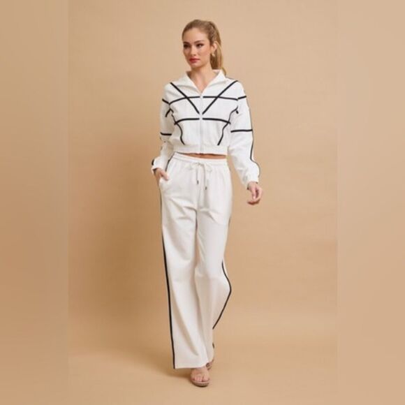 Pants - Jackie White and Black Striped Jumpsuit